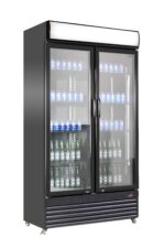 COMBISTEEL Réfrigérateur 2 portes en verre noir - 1120 x 595 x 2100 mm