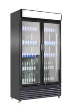 COMBISTEEL Réfrigérateur 2 portes en verre noir - 1120 x 595 x 2100 mm