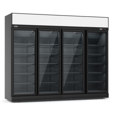 COMBISTEEL - Congélateur 4 portes en verres noir 2060L