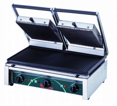 Grill de contact / panini double rainuré Haut et Bas