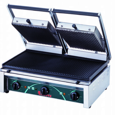 Grill de contact / panini double rainuré Haut et Bas