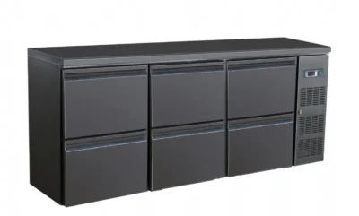 COMBISTEEL - Arrière bar réfrigérée noir 6 tiroirs