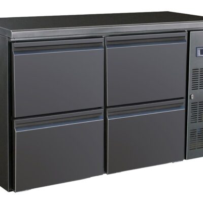 COMBISTEEL - Arrière bar réfrigérée noir 4 tiroirs - 350L