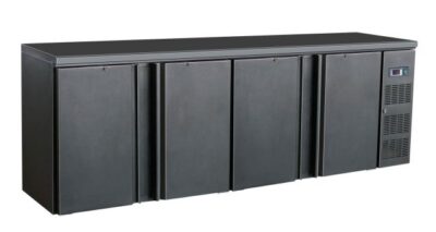COMBISTEEL - Arrière bar réfrigérée noir 4 portes en verre 698L