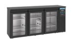 COMBISTEEL - Arrière bar réfrigérée noir 3 portes en verre