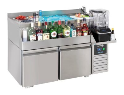COMBISTEEL - Table réfrigérée 3 portes avec bar à cocktails