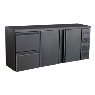 COMBISTEEL - Arrière bar réfrigérée noir 2 portes et 2 tiroirs