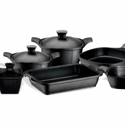 Ensemble de cuisine Matrix Noir – 11 pièces en aluminium professionnel