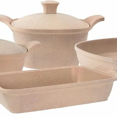 Matrix Beige – Ensemble cuisine 11 pièces en aluminium professionnel