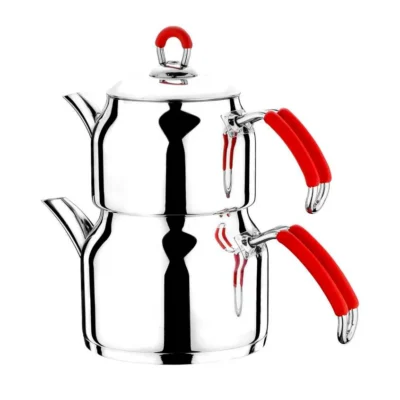 Théière turque Çaydanlık en silicone rouge