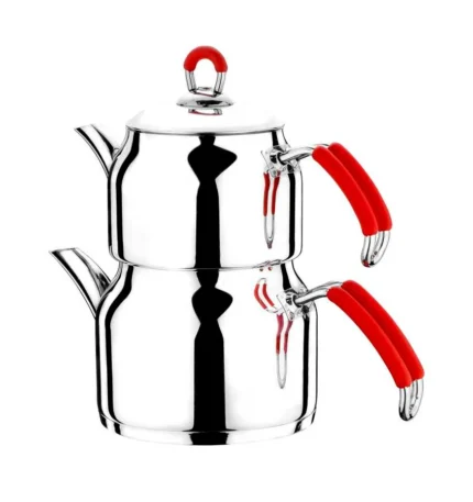 Théière turque Çaydanlık en silicone rouge