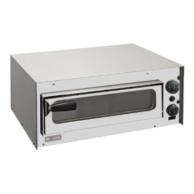Chambre 1 pizza Ø350 mm – inox – isolation fibre céramique – sole pierre réfractaire – résistances blindées intégrées – double thermostat (sole/voûte)
