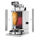 Machine à Kebab Électrique döner - Gril vertical HAUTE PERFORMANCE - 1 zone de chauffe - 1.85kW - pour 5kg de viande - à poser - livré avec 2 volets et bac à graisse