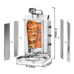 Machine à Kebab döner - Gril vertical à gaz HAUTE PERFORMANCE -3 brûleurs - pour 40kg de viande - 9.75kW - livré avec 2 pare-graisses, 2 volets, 1 broche, bac à graisse, injecteurs gaz naturel et propane