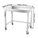 Table de travail inox professionnelle sur roulettes 1000 x 800 mm - renfort AISI 304 PREMIUM