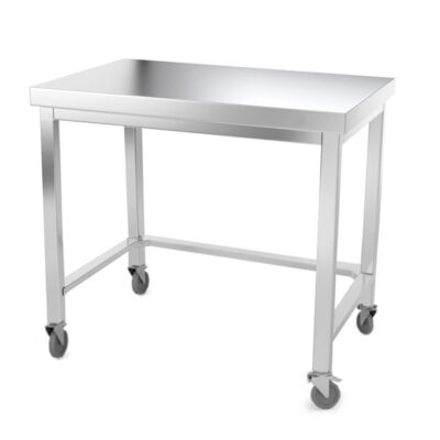 Table de travail inox professionnelle sur roulettes 1200 x 800 mm - renfort AISI 304 PREMIUM