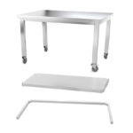 Table de travail inox professionnelle sur roulettes 1500 x 800 mm - renfort AISI 304 PREMIUM