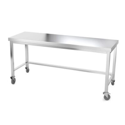 Table de travail inox professionnelle sur roulettes 2000 x 800 mm - renfort AISI 304 PREMIUM