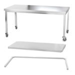Table de travail inox professionnelle sur roulettes 2000 x 800 mm - renfort AISI 304 PREMIUM