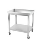 Table de travail inox professionnelle sur roulettes 700 x 600 mm - renfort AISI 304 PREMIUM