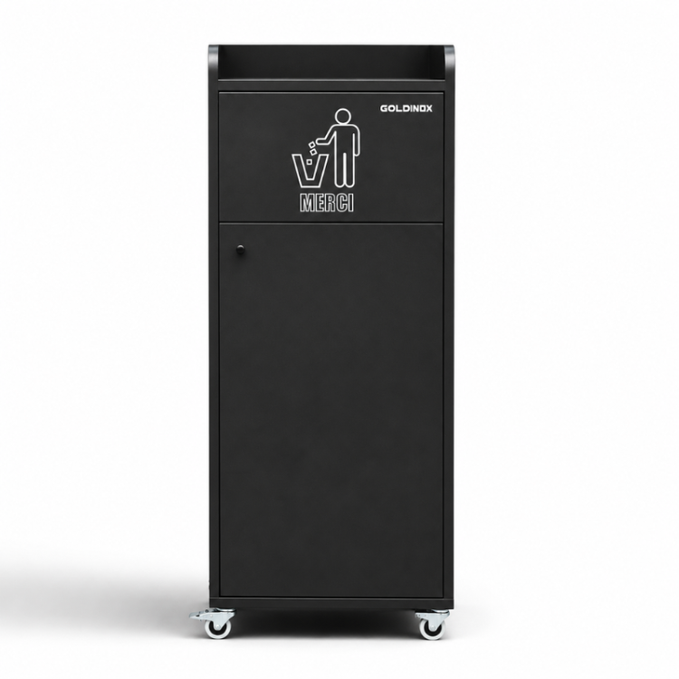 Poubelle snack MERCI en bois Noir 100 Litres PREMIUM - GOLDINOX 1